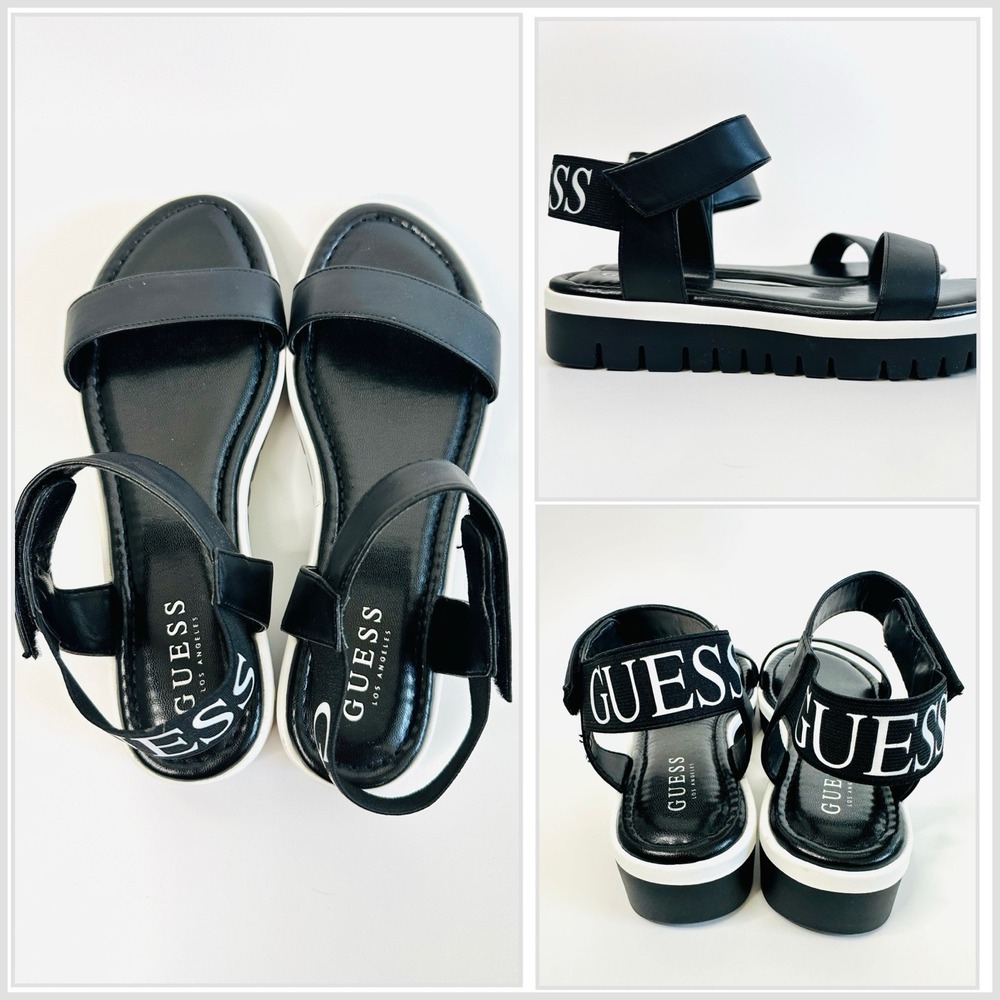 GUESS Los Angeles Women's‎ Black Platform Sandals Slingback Size 7.5 Streetwear